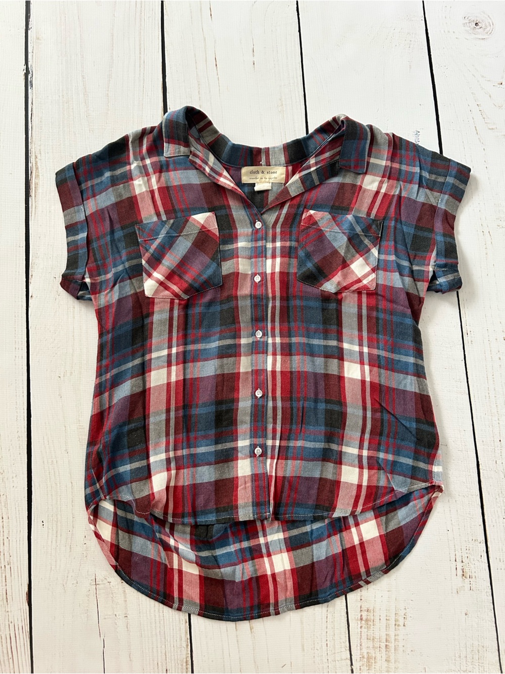cloth & stone Red, Blue & White Plaid Button-Down Shirt